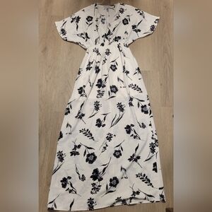 Favlux Women's Floral Airy Black and White Maxi Dress Size M